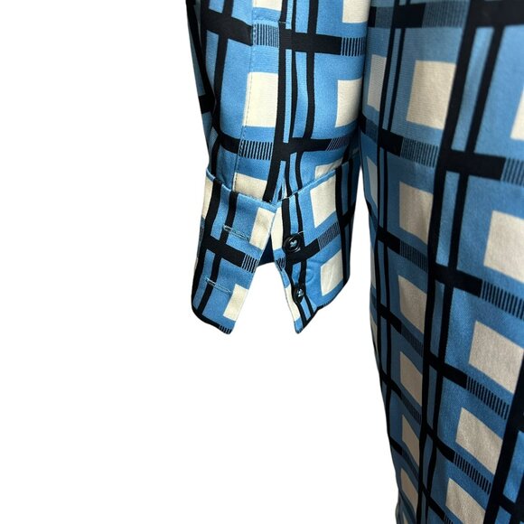 Diane Von Furstenberg Women's Slip Dress with Tie Blue Square Patterned - Size 6 - Picture 5 of 9